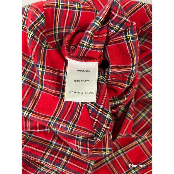 Pendleton Red Plaid Ruffle Front Button Down Shirt Long Sleeve Size Large - Picture 5 of 7